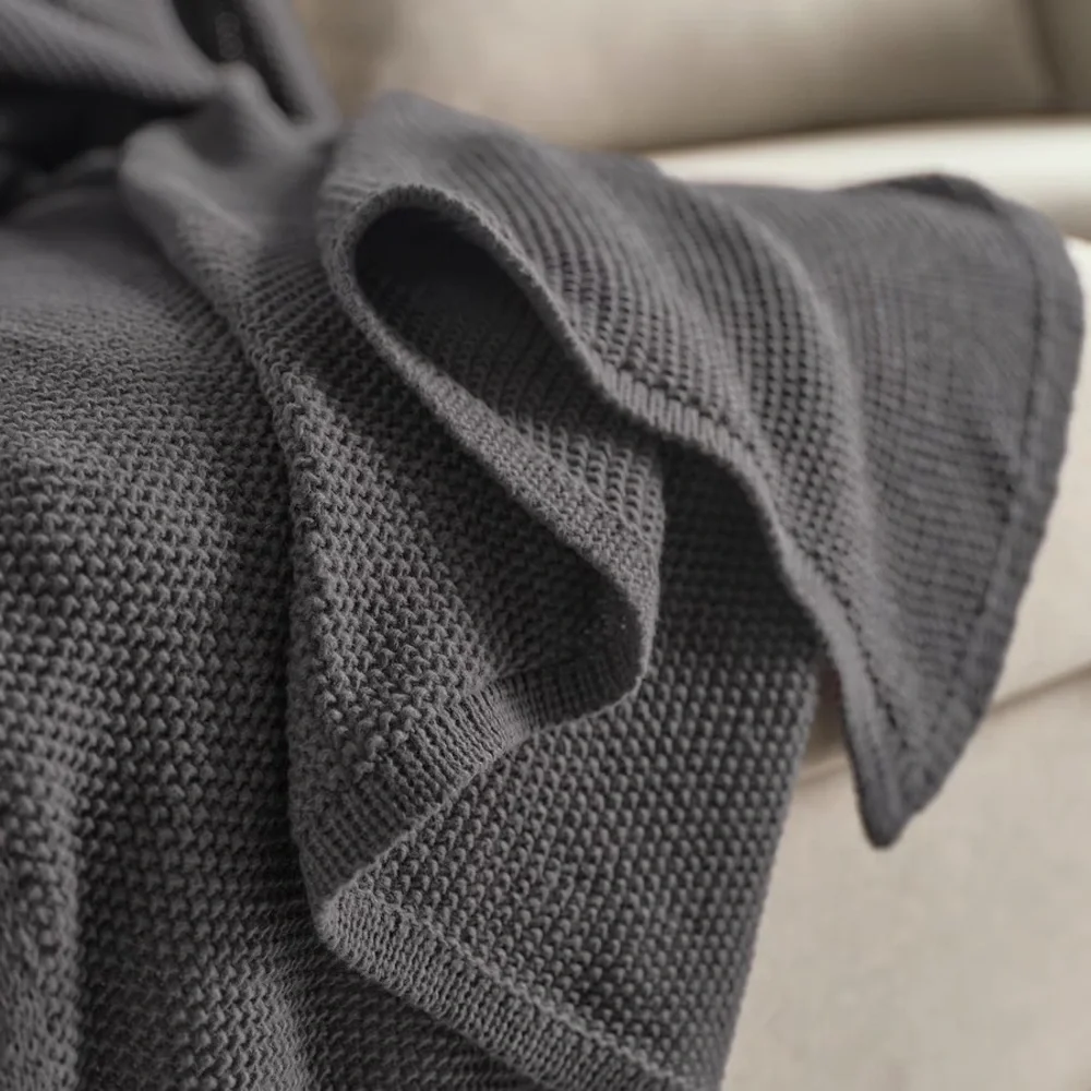 Elegant Anthracite Knit Throw Blanket